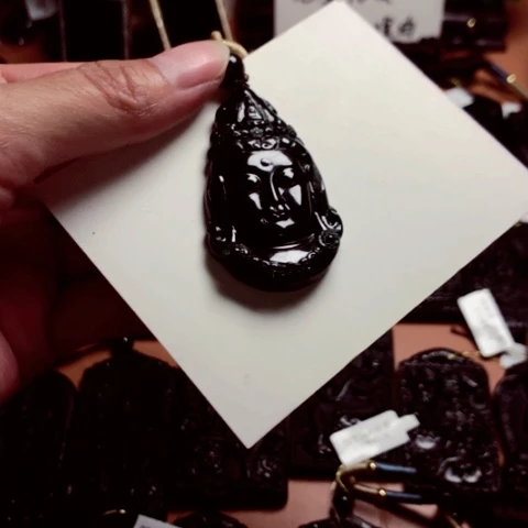 翡翠未镶嵌颈饰天然缅甸a货钢琴黑挂件