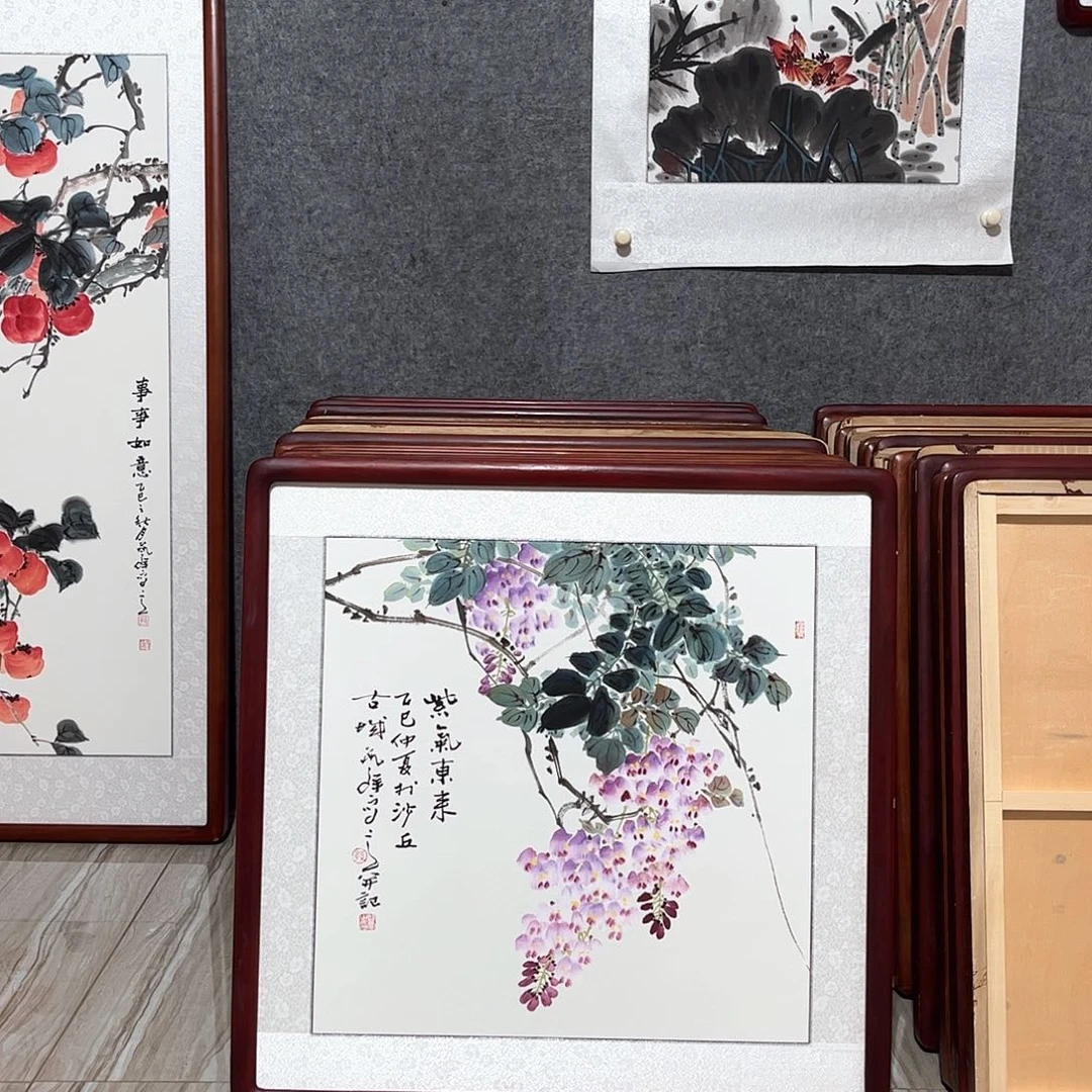 国画书画作品带框63×63