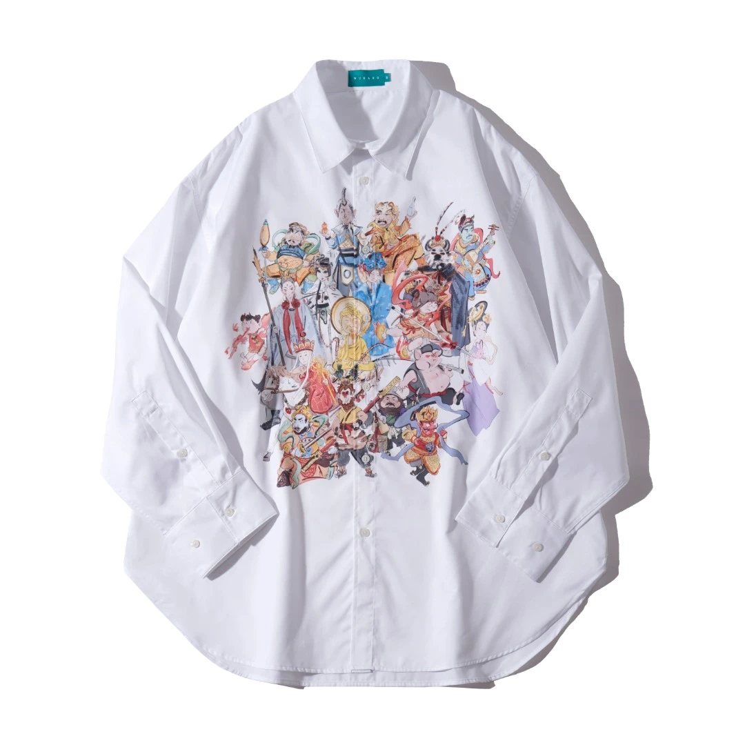 25春季新款 无让系列 传统历史人物卡通印花宽松休闲衬衫 1343