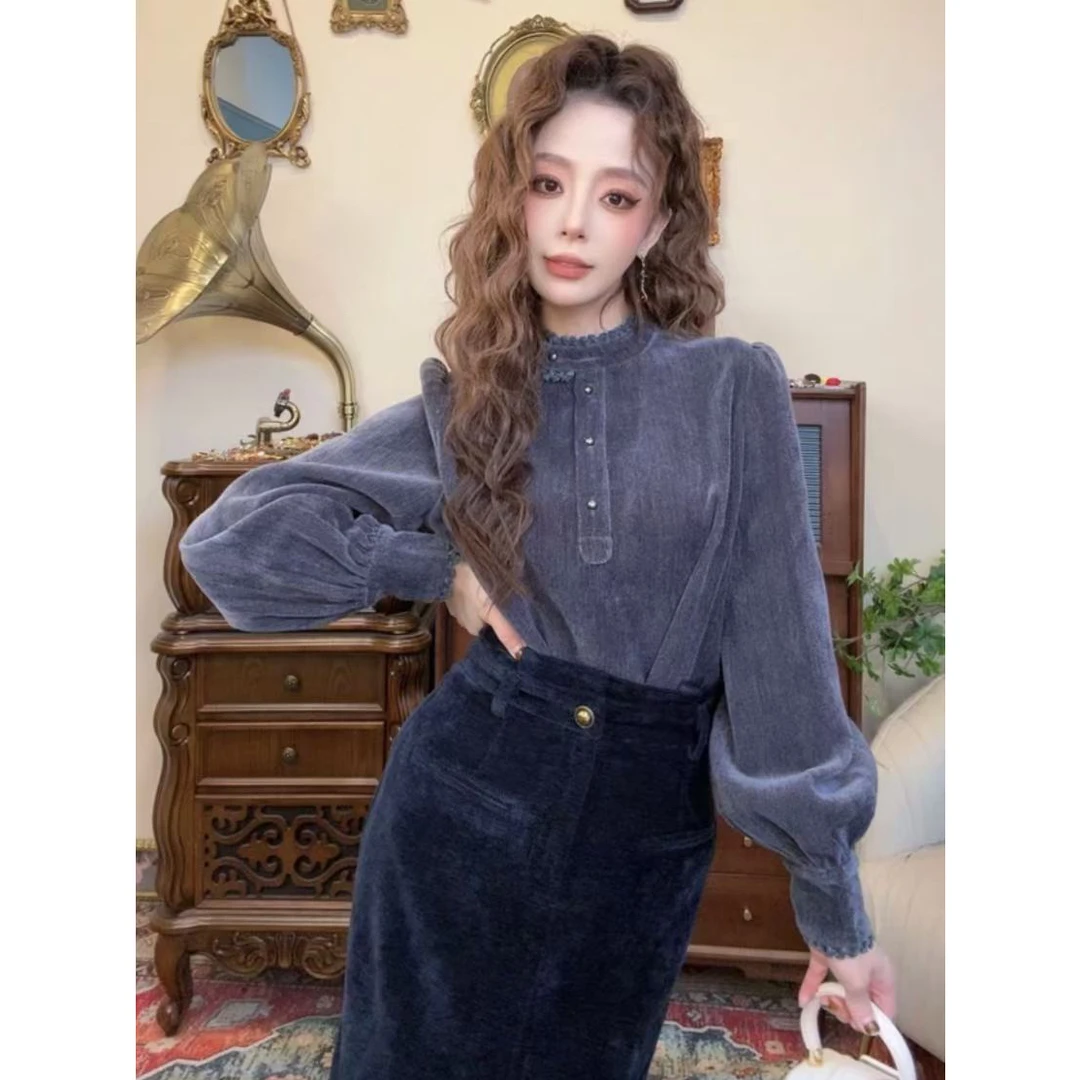 【523】秋冬新款立领常规百搭网红时尚上衣小众立领复古ins