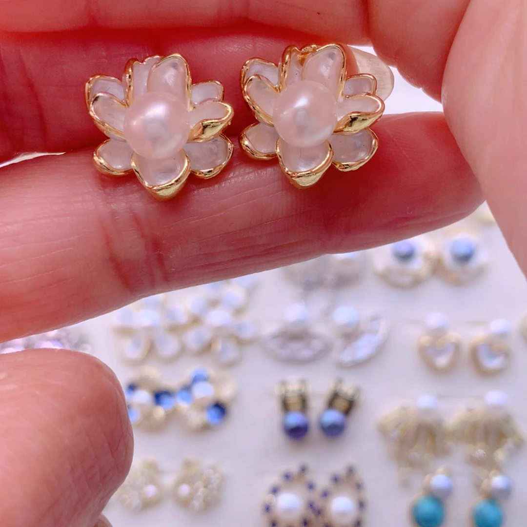 淡水珍珠耳饰合金