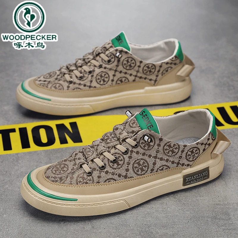 【正品】啄木鸟帆布男鞋秋季新款透气软底休闲百搭潮牌低帮布鞋男鞋