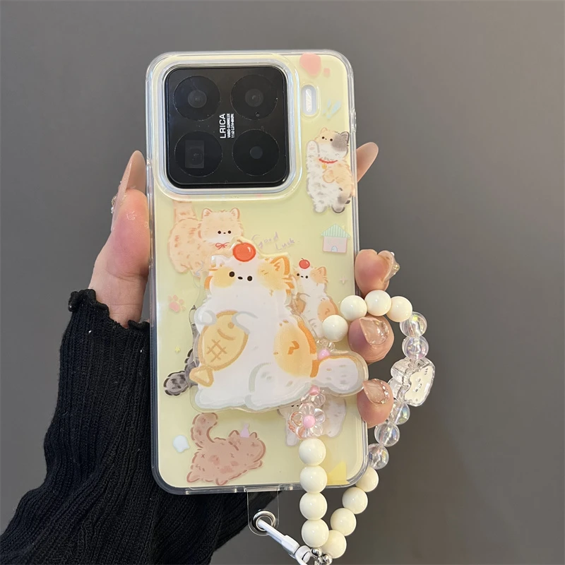 猫咪支架适用小米15pro手机壳小米14pro链条女款华为mate70pro+