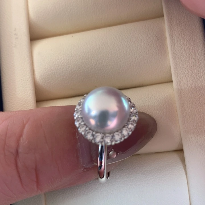 银S925镶嵌戒指海水珍珠
