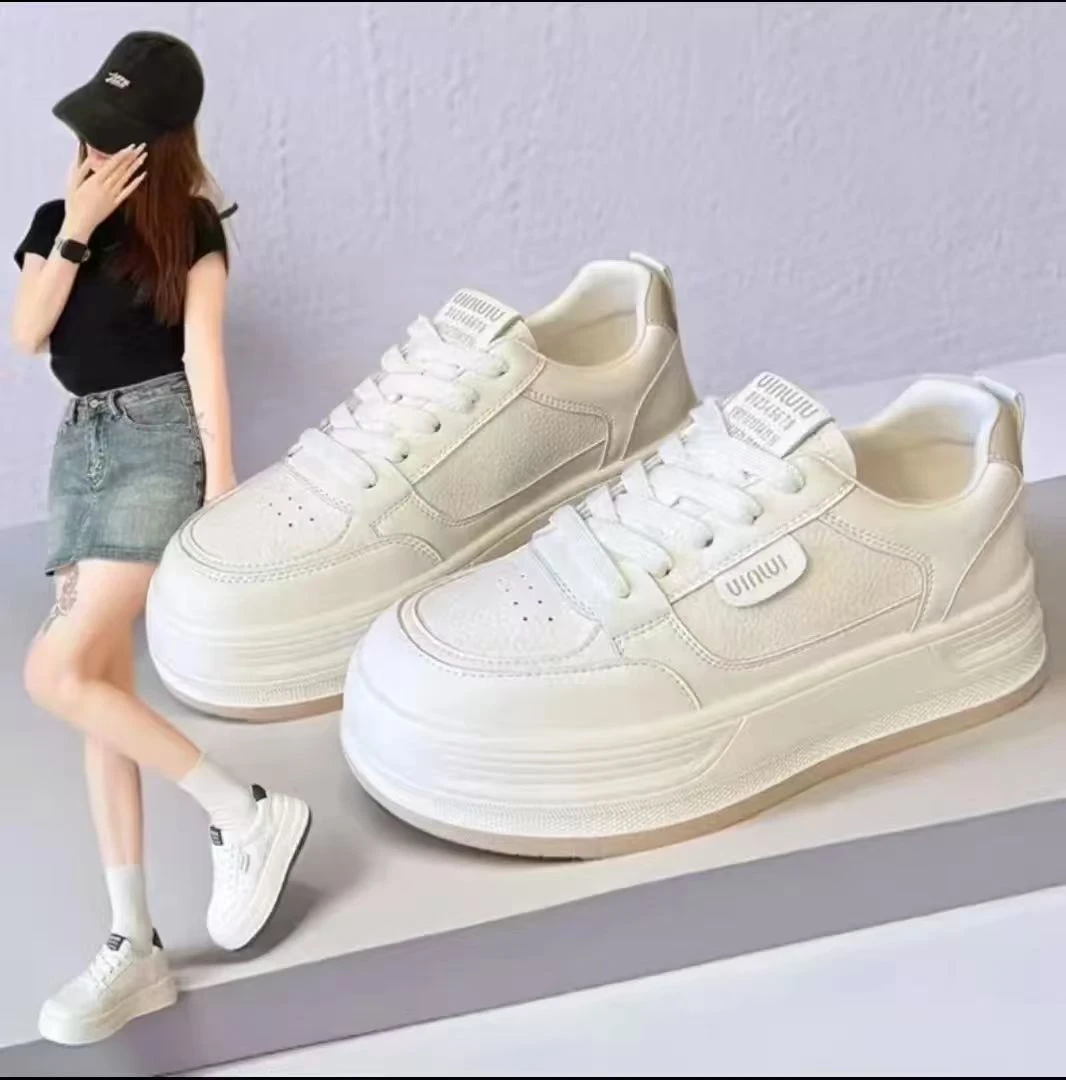 [现货+运费险]女鞋2025时尚新款百搭运动透气韩版厚底小白鞋5756
