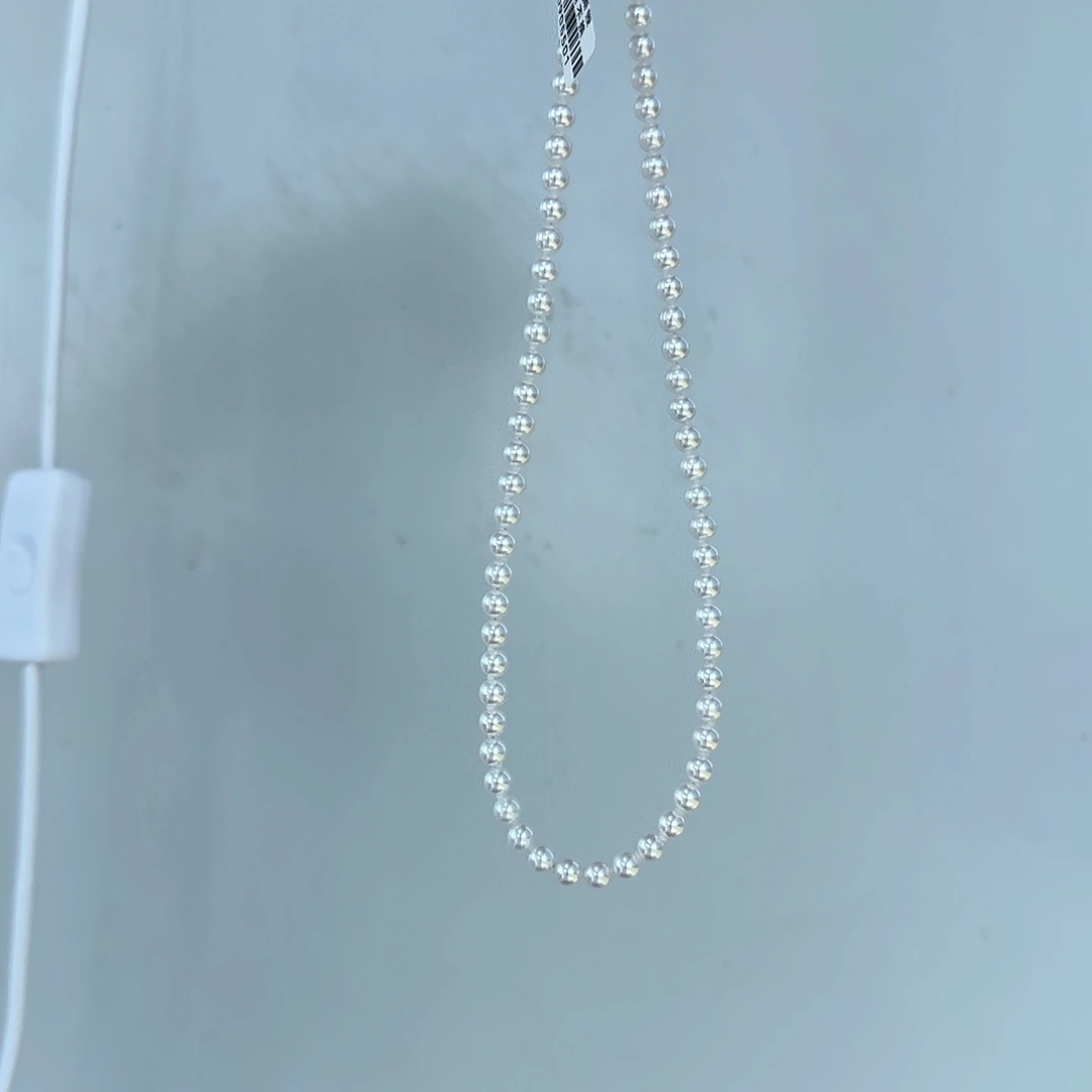 淡水珍珠银S925镶嵌颈饰6-7无核极光镜面正圆无暇冷白炫彩
