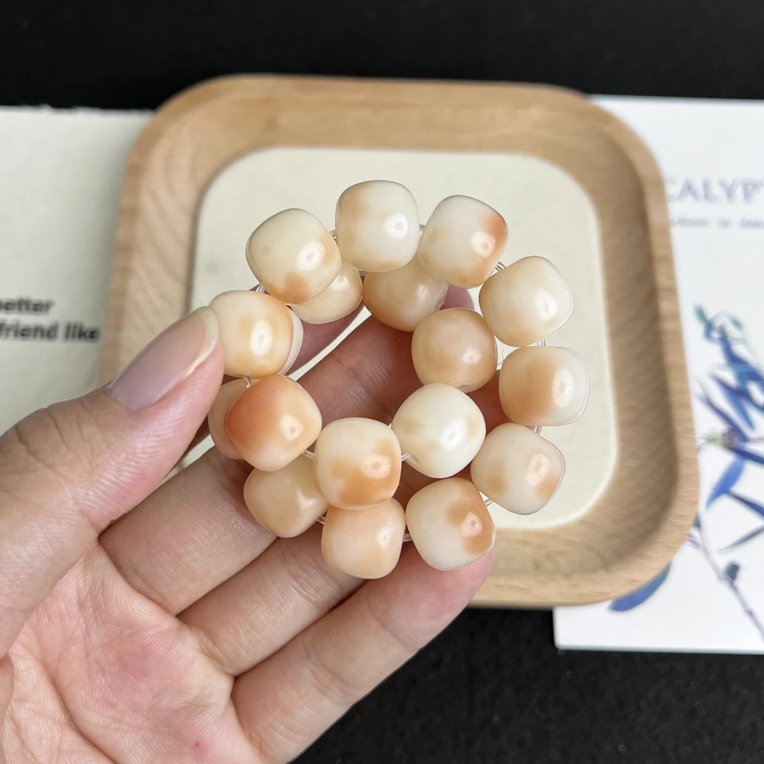 【枫茶12*11mm】菩提根粉花皮老型桶单圈CS021-927