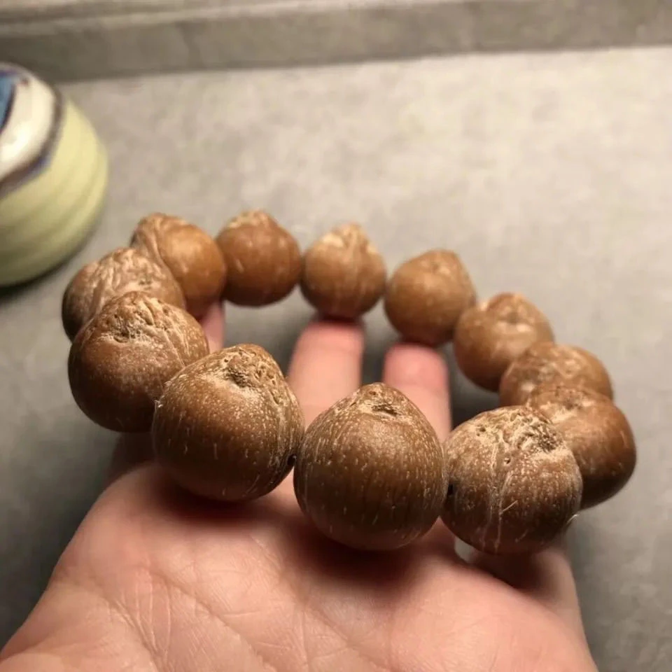 实心男式原生态正圆菩提籽天然文玩珠男士精品老型紫金鼠长串手串