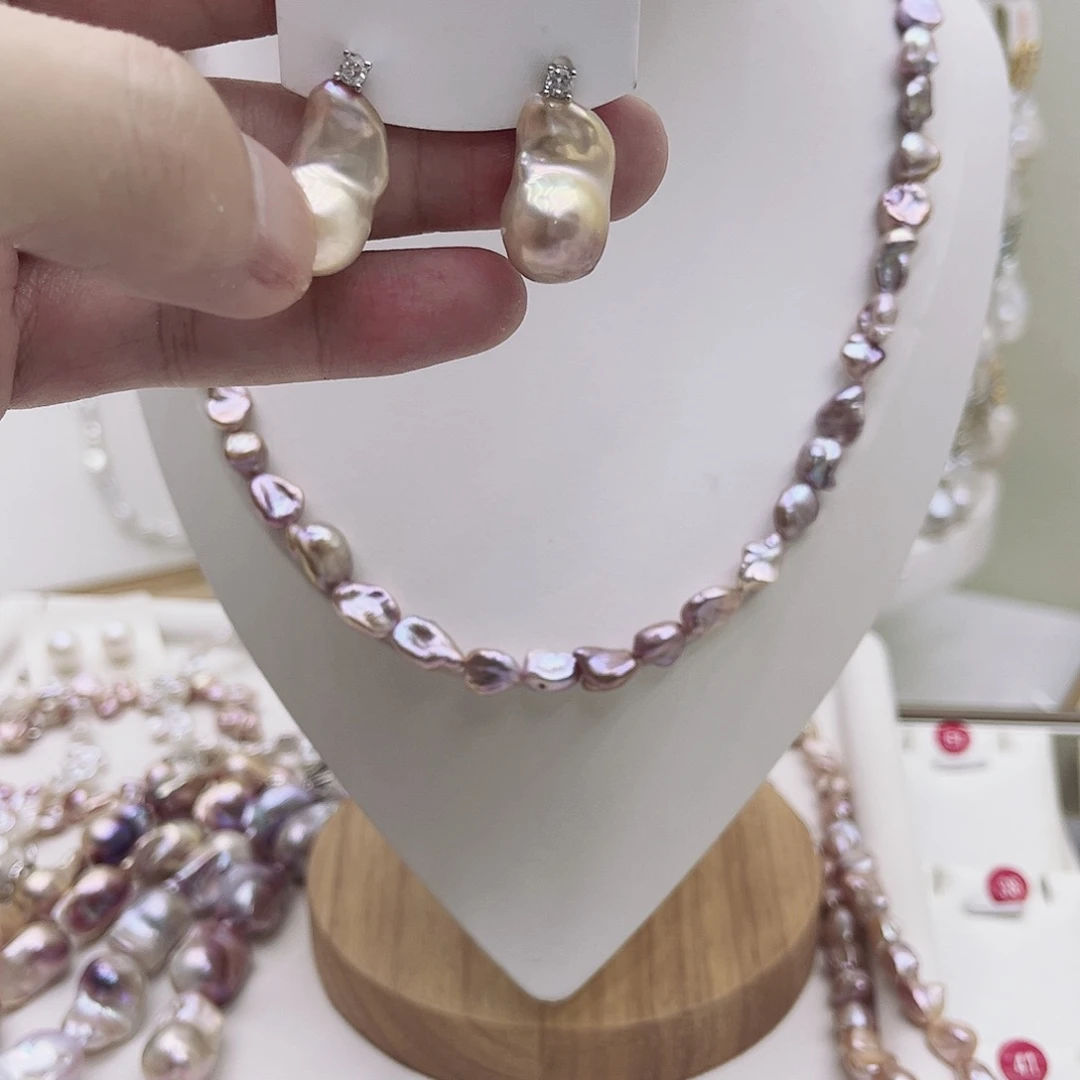 淡水珍珠银S925镶嵌颈饰