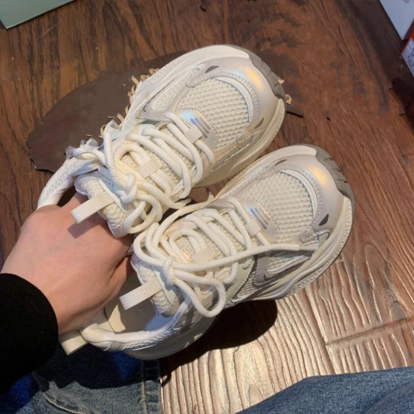 新百伦厚底老爹鞋女春夏新款网面透气休闲运动小白鞋轻便阿甘女鞋