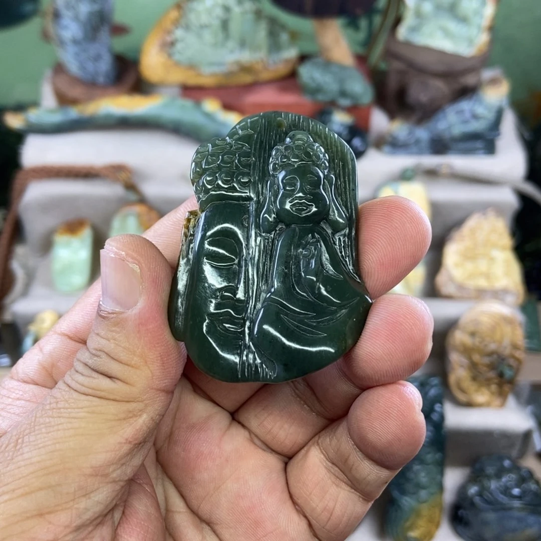 岫岩河磨玉（透闪石质玉）未镶嵌挂件寻*