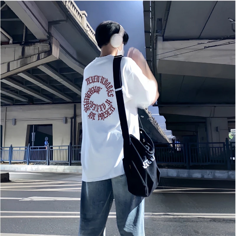 夏季常规印花短袖T恤宽松ins潮牌日常T恤休闲青年高街穿搭上衣