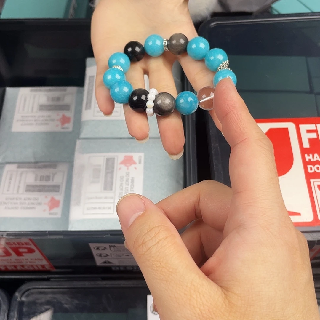 手串水晶银S925镀金镶嵌