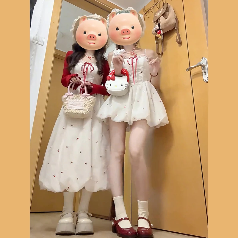 1195白色碎花吊带连衣裙子女法式高级感春季穿搭花苞长裙2025款