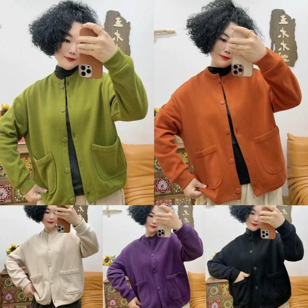 9266#文艺简约外套「衣长62cm左右」