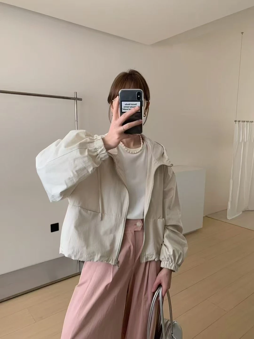 阿婷家888【连帽风衣】春季下抽绳冲锋衣风衣外套