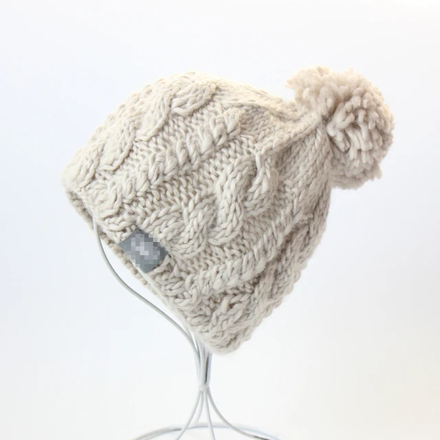 出口单秋冬季女士羊毛帽子手工编织毛线帽女户外时尚保暖滑雪帽