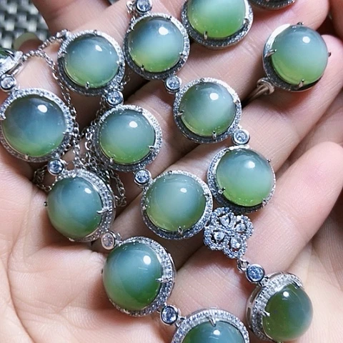 和田玉银S925镶嵌戒指