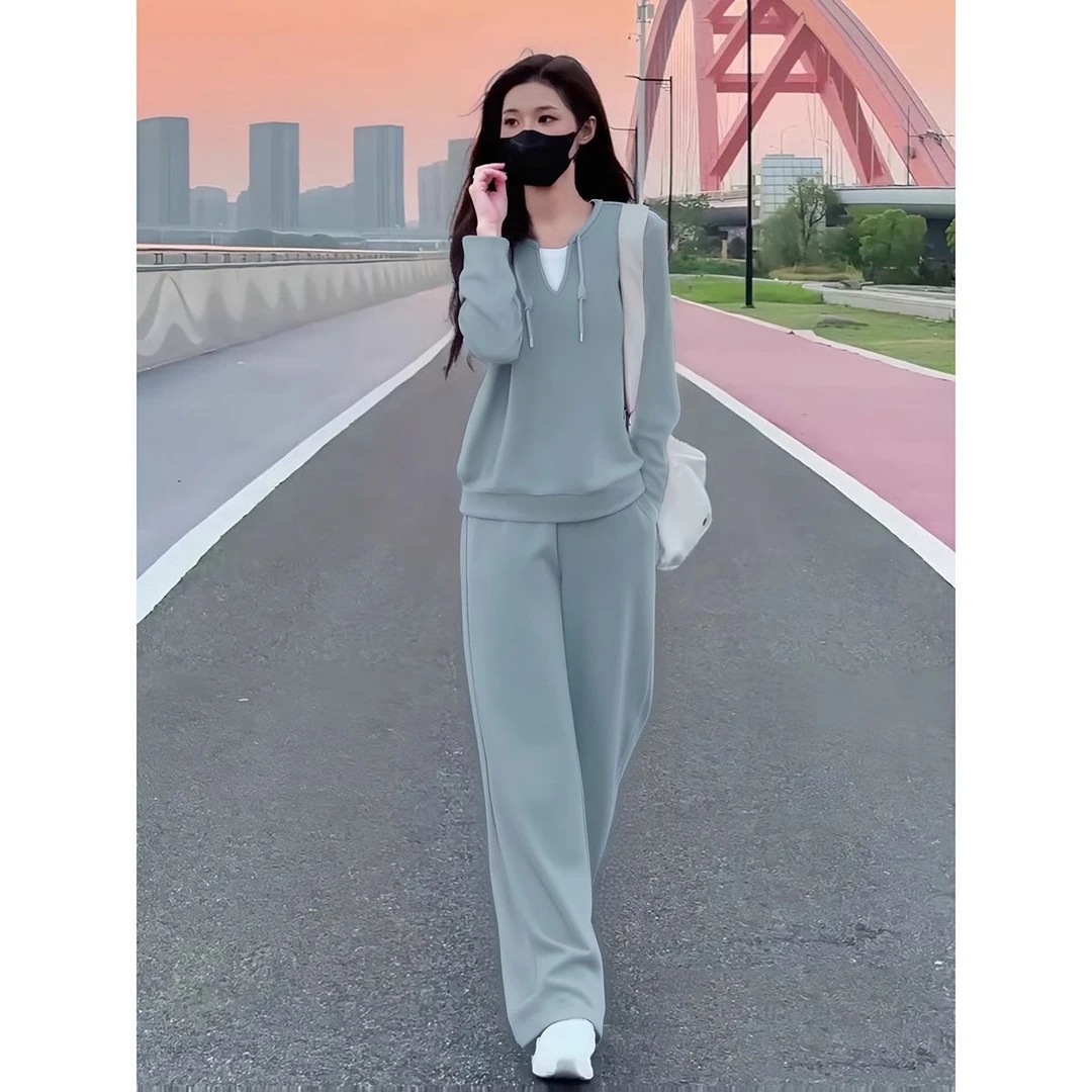 欧货休闲运动套装女春秋2025新款时尚洋气减龄运动服跑步两件套潮