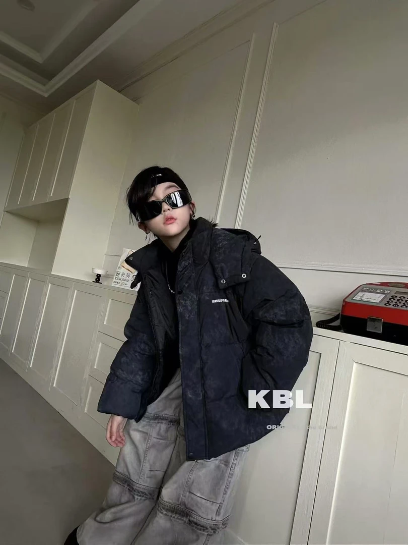 1085款冬季加厚绒服中大童韩版连帽保暖