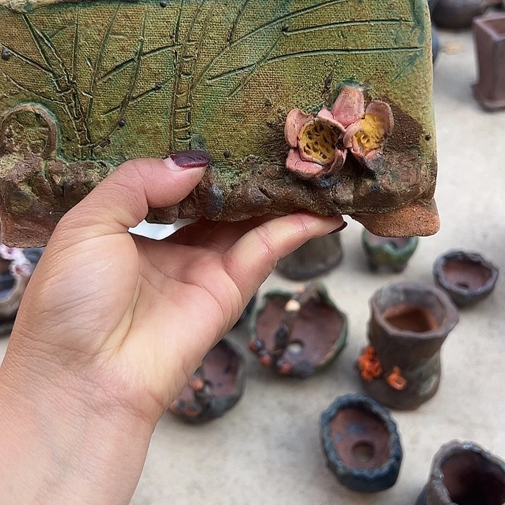 手工粗陶高温花盆