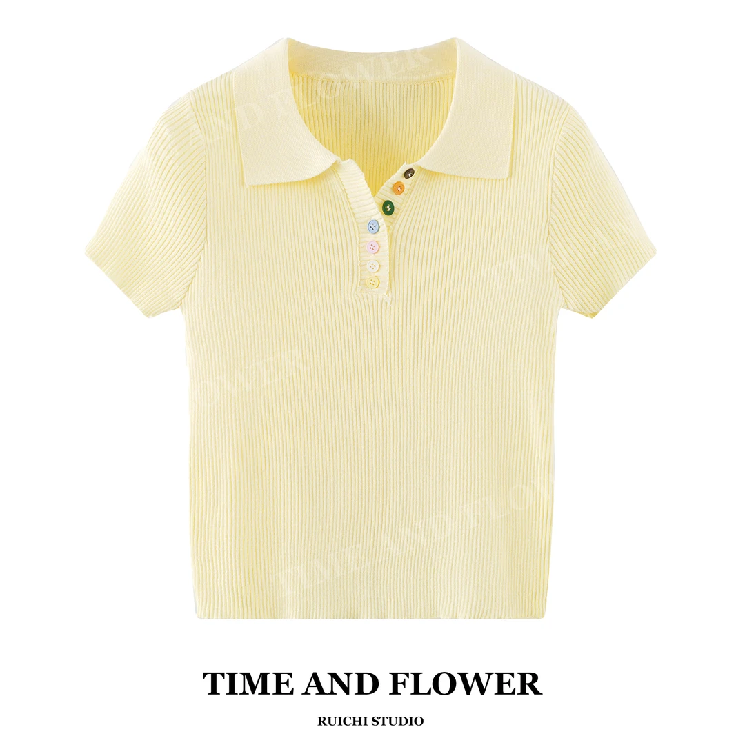 miu系2025夏季简约莱赛尔天丝拼色短袖T恤新款休闲百搭针织上衣女