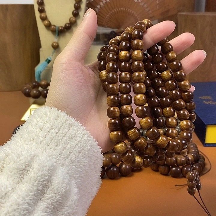 檀香木老山檀香黑肉沉水桶珠10-11/108颗