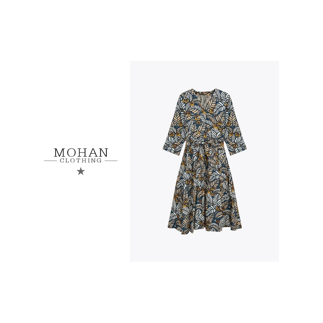 CLOTHING/墨含高奢时尚气质优雅百搭经典提花连衣裙AMF157