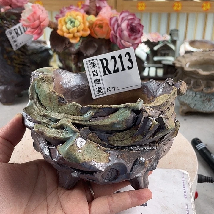 紫砂花盆景德镇陶瓷花盆213