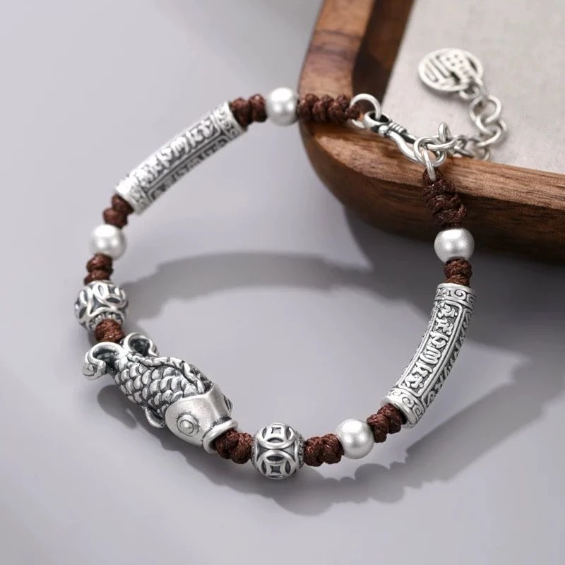 足银手链 国风锦鲤手链0052