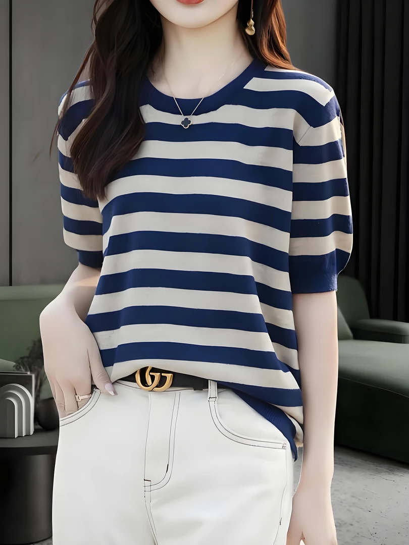纯棉夏季设计感百搭撞色短袖