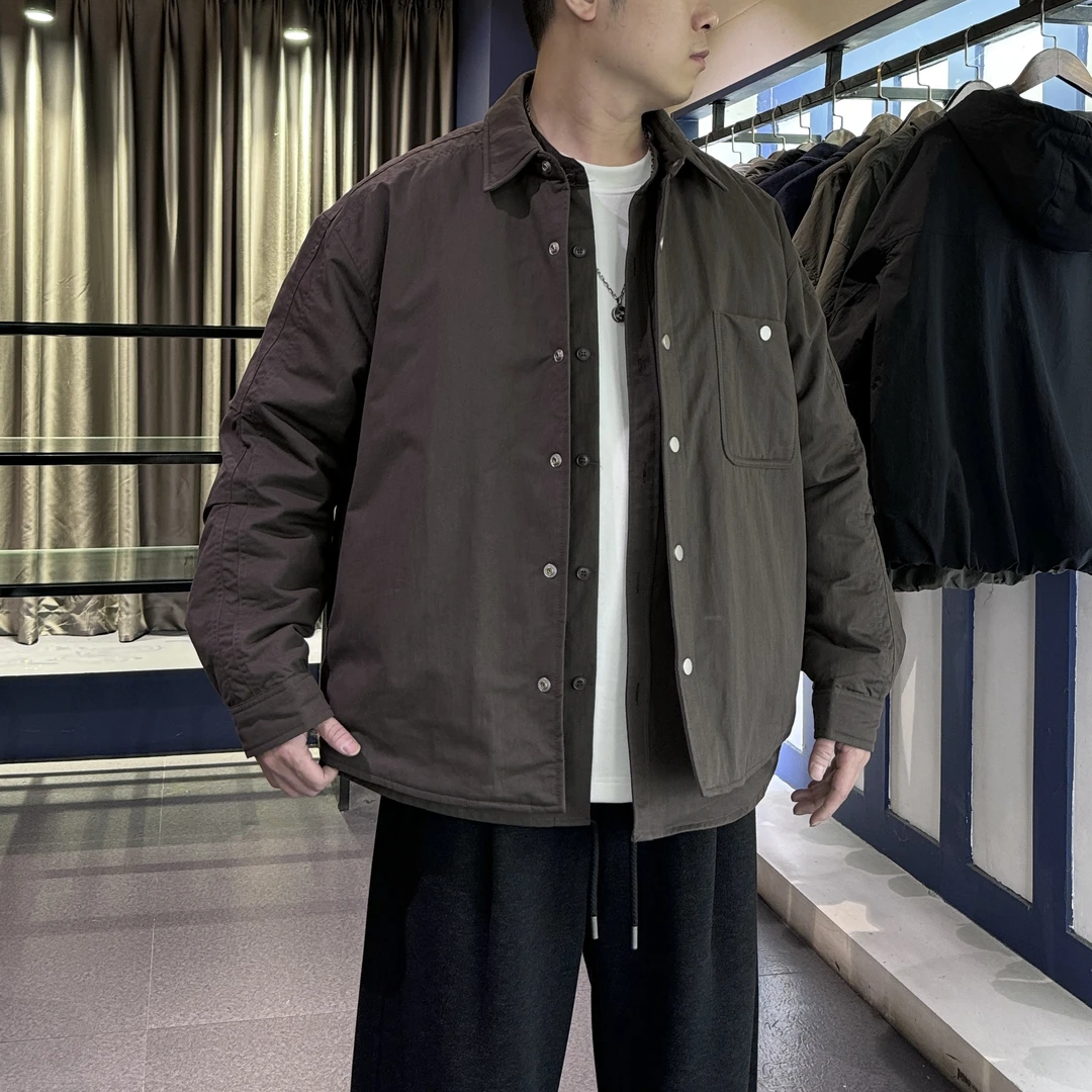 KP-X拼接设计90白鸭羽绒服冬季保暖真两件高级感帅气潮男衬衣夹克