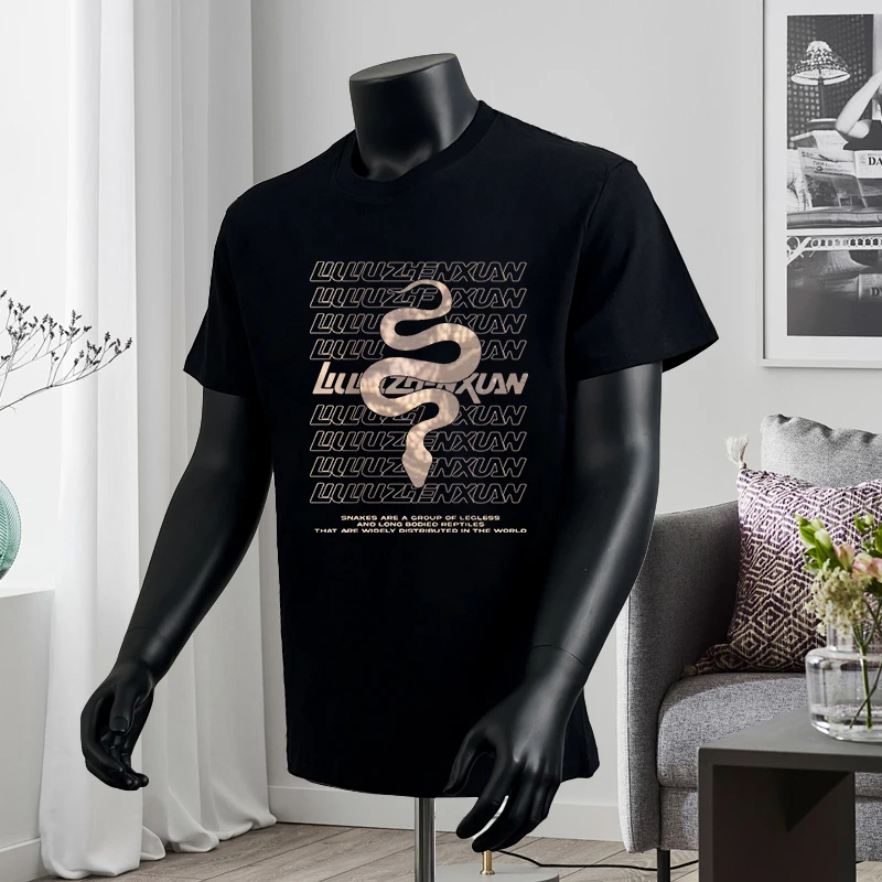 T恤潮新爆款痞帅高档印花美式休闲纯棉短袖半袖男女百搭上衣男士