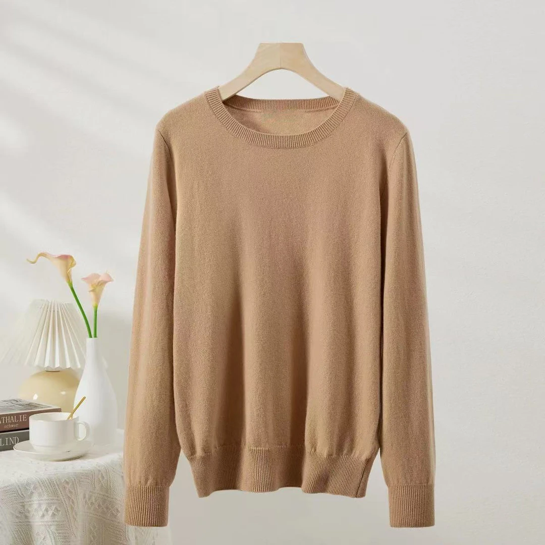 拼接纯色修身型圆领衫毛衣百搭简约宽松时尚ZJ073