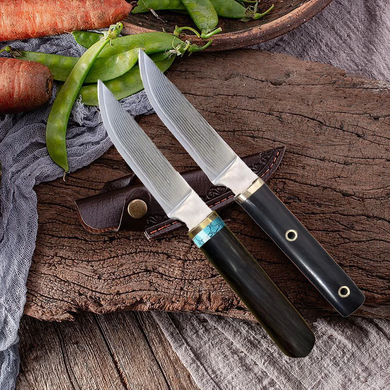 大马士革纹手把肉水果刀厨房家用切水果切肉刀高硬度锋利户外小刀