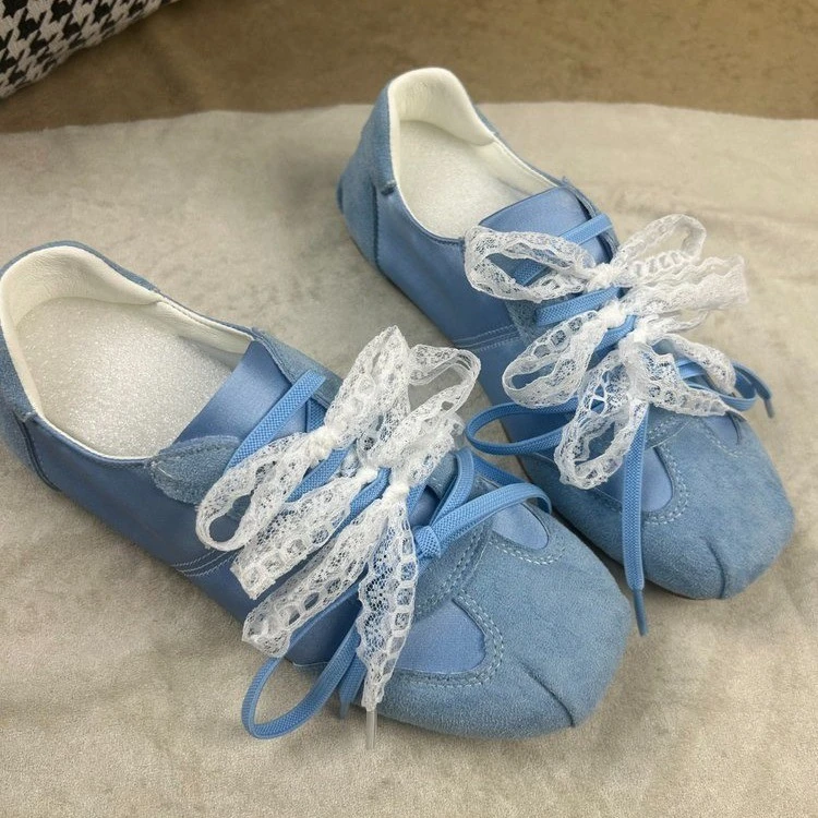 芭蕾风蕾丝鞋带德训鞋2025夏季新款轻便透气芭蕾鞋