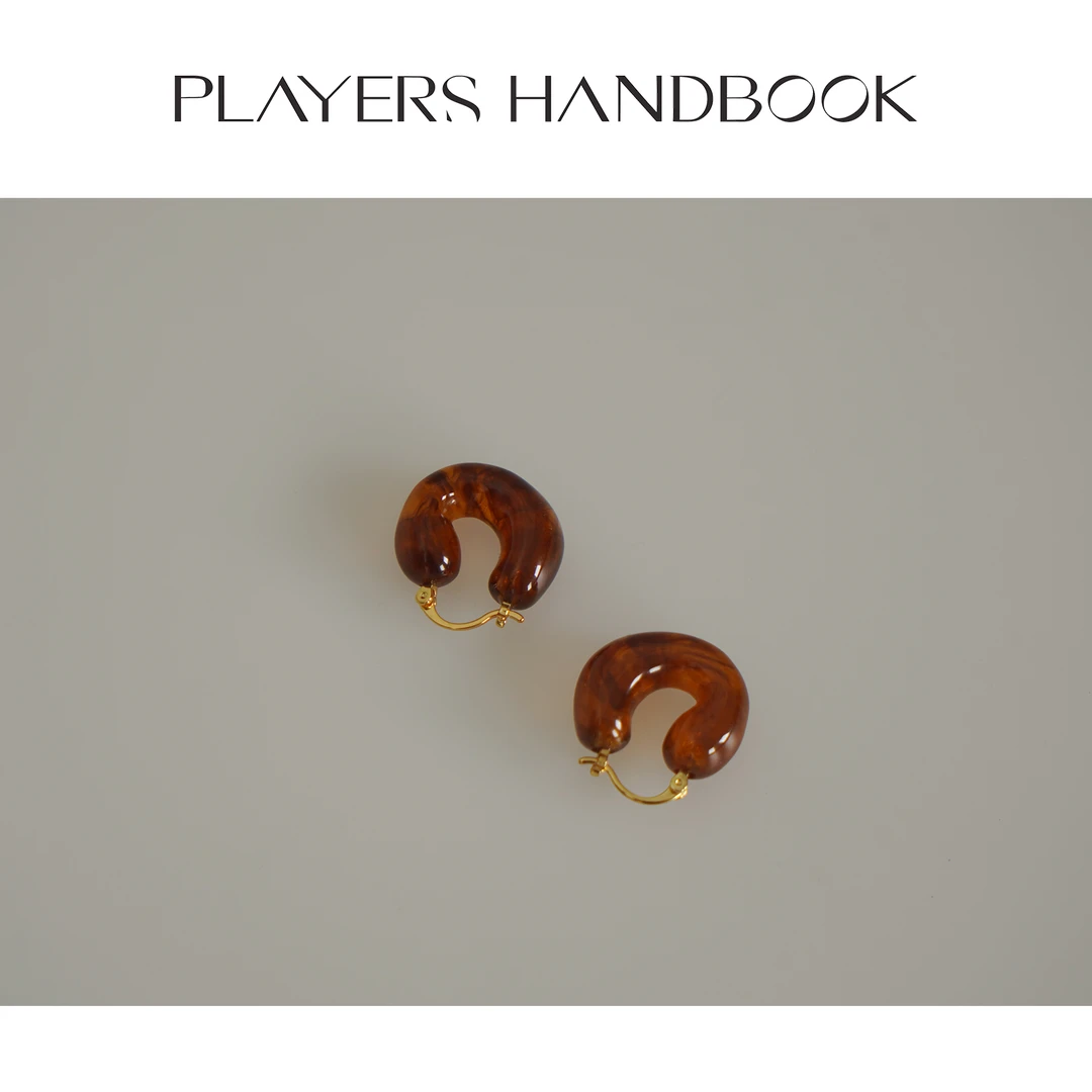 铁合金树脂耳饰 《琥珀》小众设计树脂琥珀耳圈PH1819