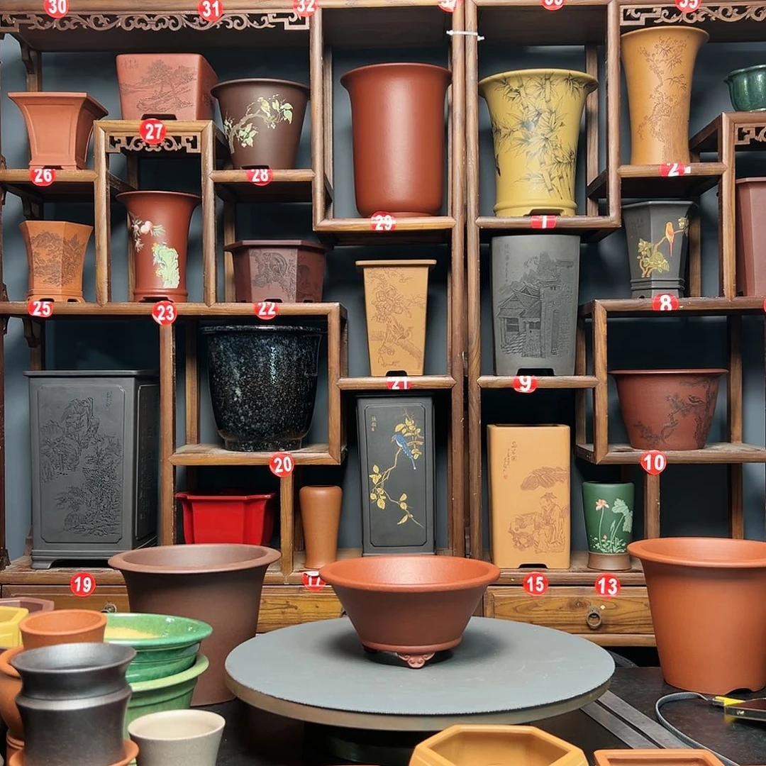 紫砂花盆天*星大红袍花盆