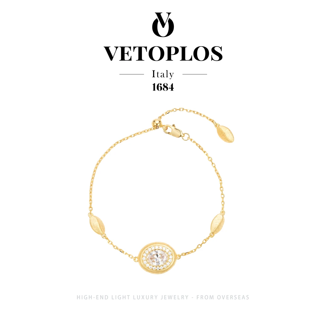 925银镀k金【鎏金时代】Vetoplos设计师款古法拉丝工艺手链F3436