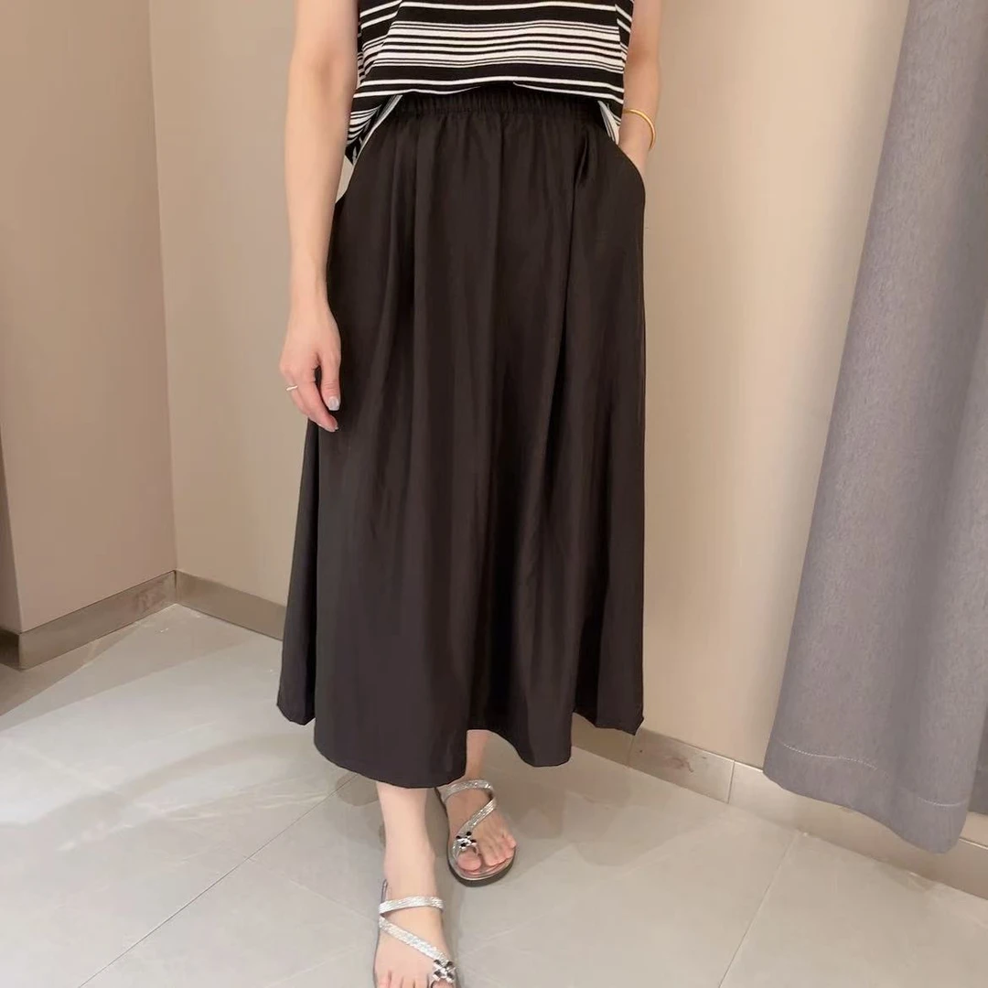觅裳家 【山本裙】3015夏季新款时尚慵懒风肌理感褶皱山本裙