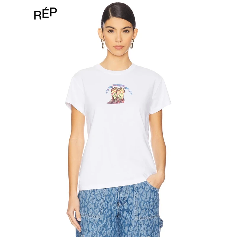 DAMSON MADDER设计师品牌白色印花短袖T 25PS TheREPUBLIQUE女装