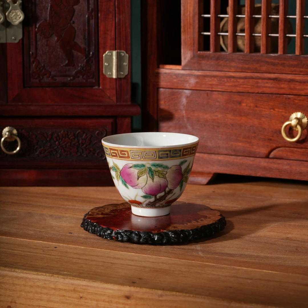 206 清同治寿桃杯明清老瓷器仿古典家居书房摆件瓷器收藏