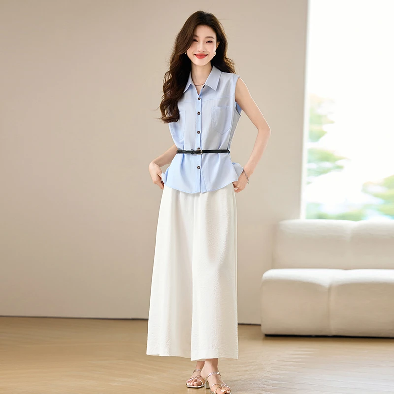 时尚无袖设计感套装女2025年夏季新款韩版宽松显瘦洋气减龄两件套