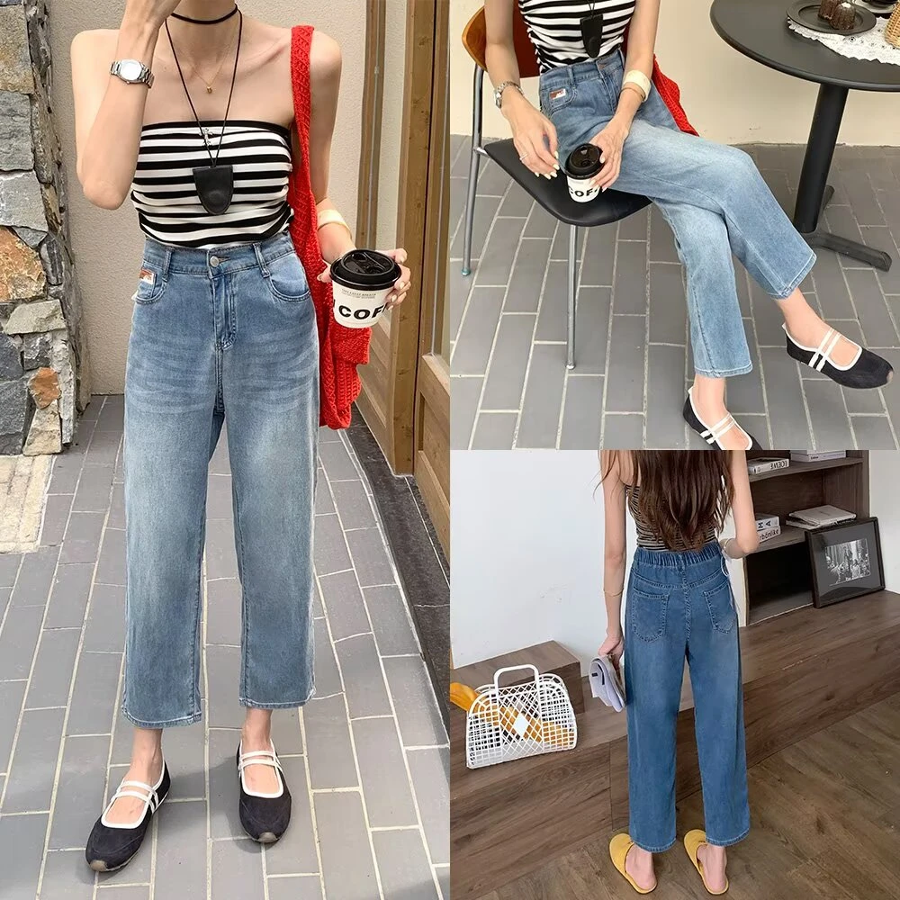 大码女装 腰66-106 天丝牛仔九分裤6512#