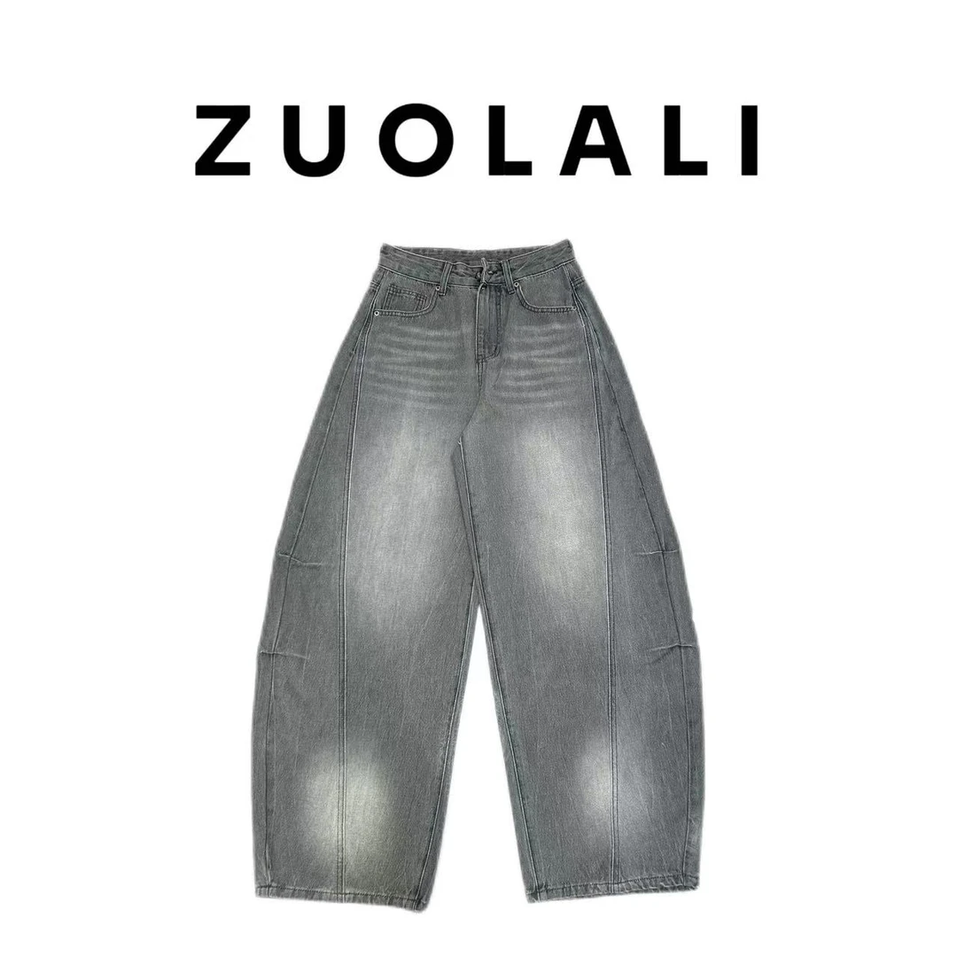 ZUOLALI/左拉励【灰流沙】夏季面料捏褶设计-高腰弯刀裤