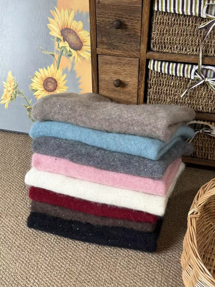 甄选优质羊绒圆领拉毛针织衫百搭女士时尚羊毛衫轻奢休闲打底毛衣