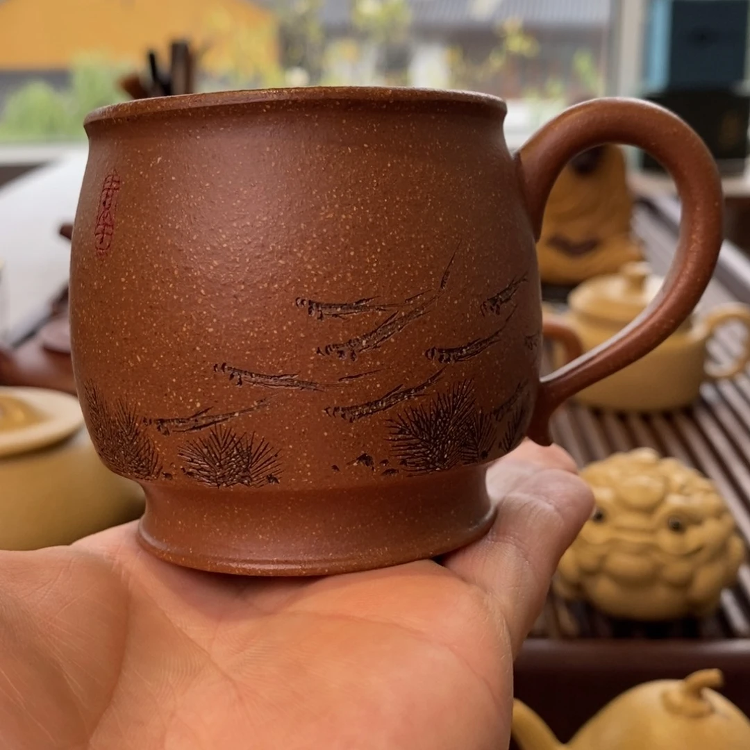 茶壶紫砂鲁娜全手工五彩段带把主人杯