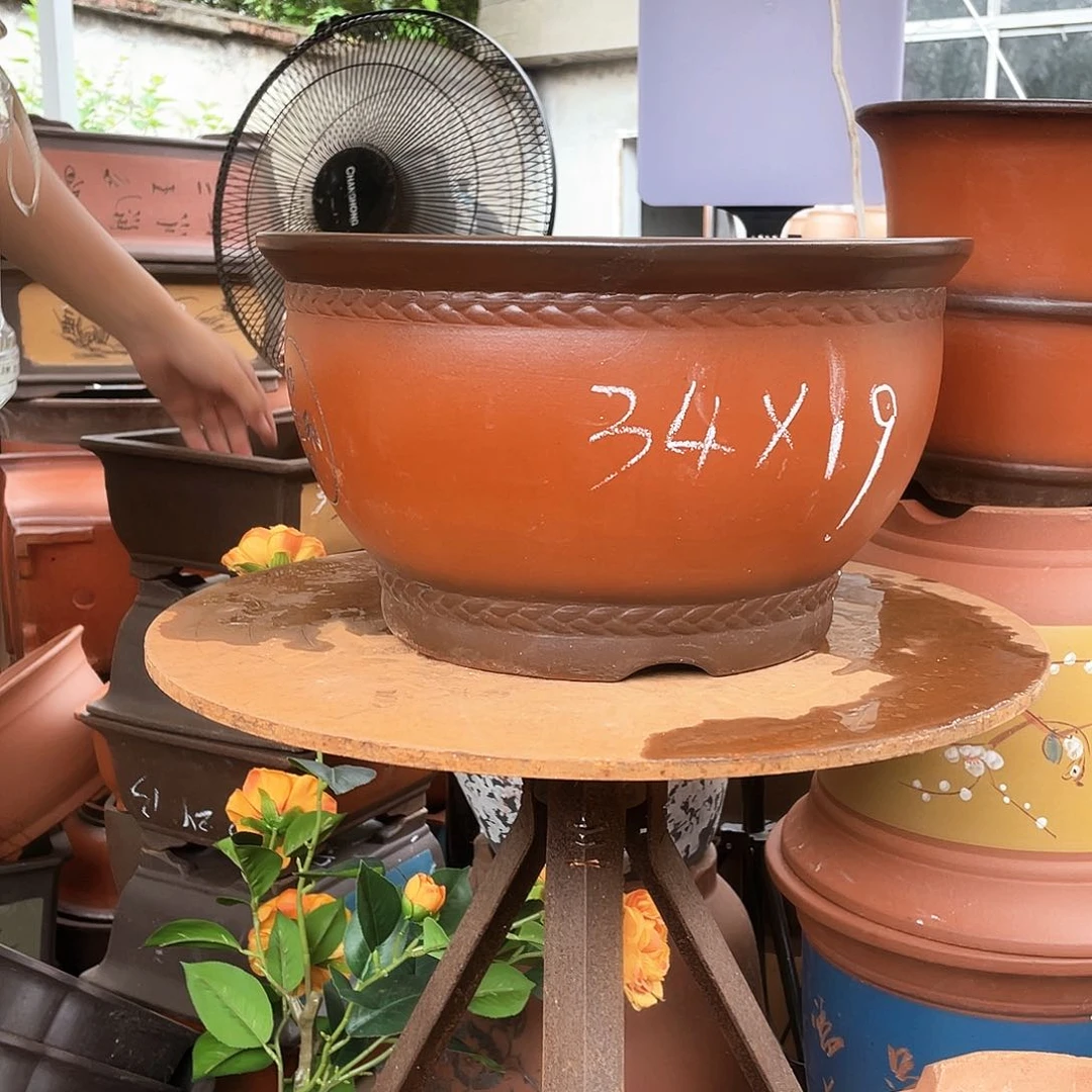 a款财进福门大号花盆紫砂花盆紫砂