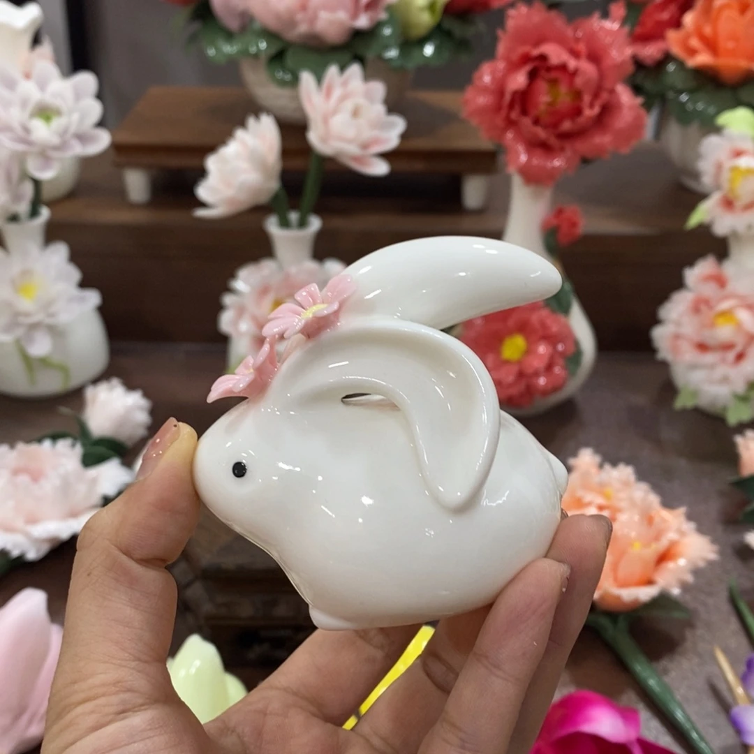 摆件陶瓷手工花摆件