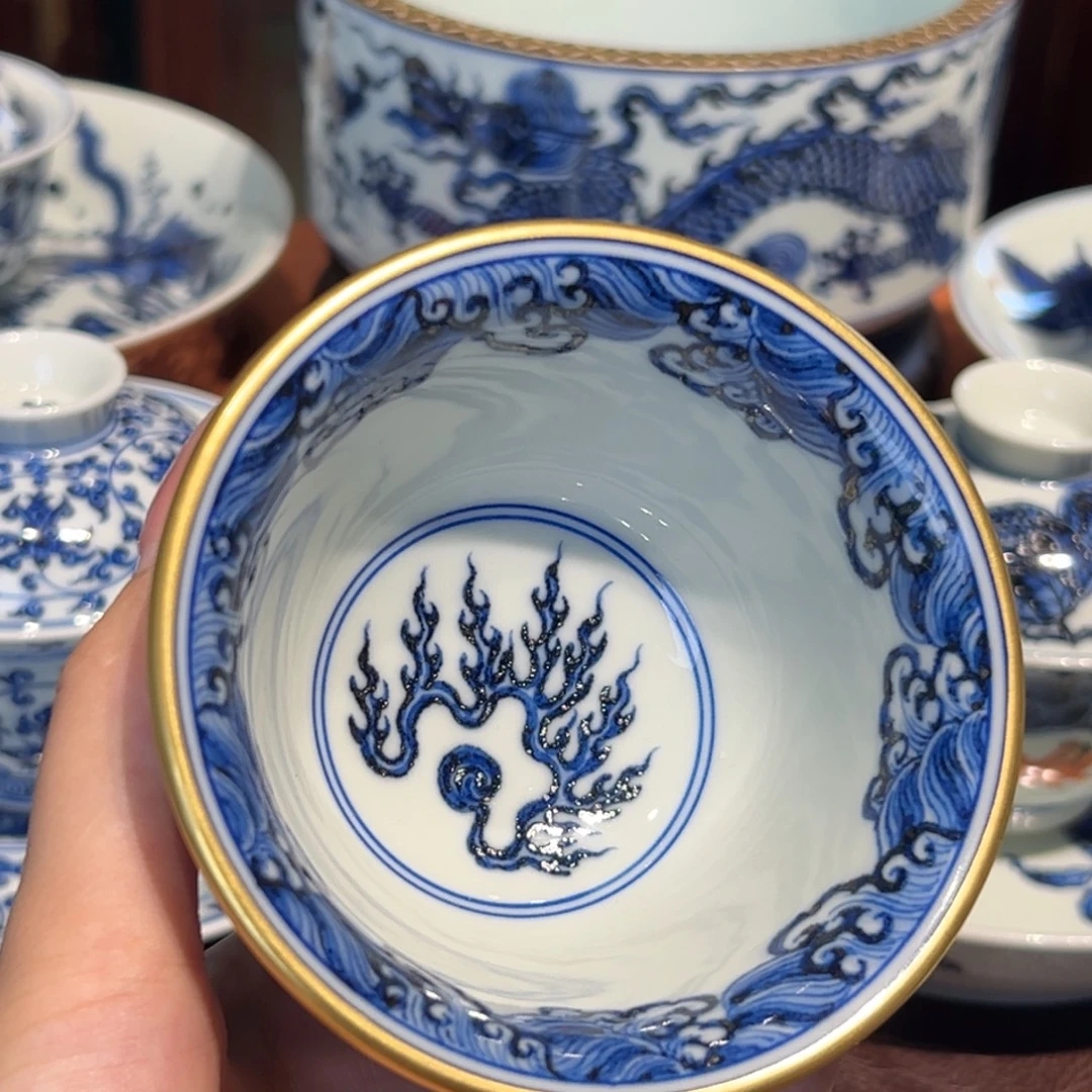 青花雯华堂手绘杯杯